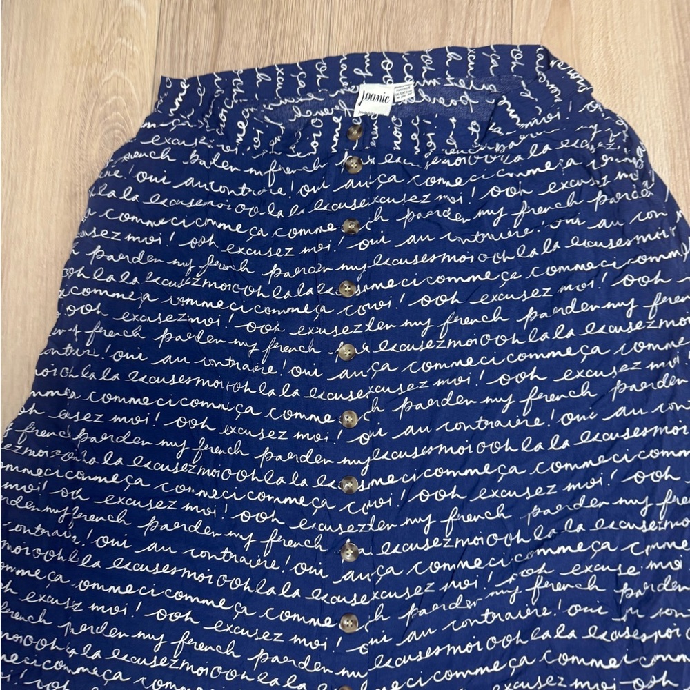 Joanie Rare French Phrases Print 100% Viscose Skirt